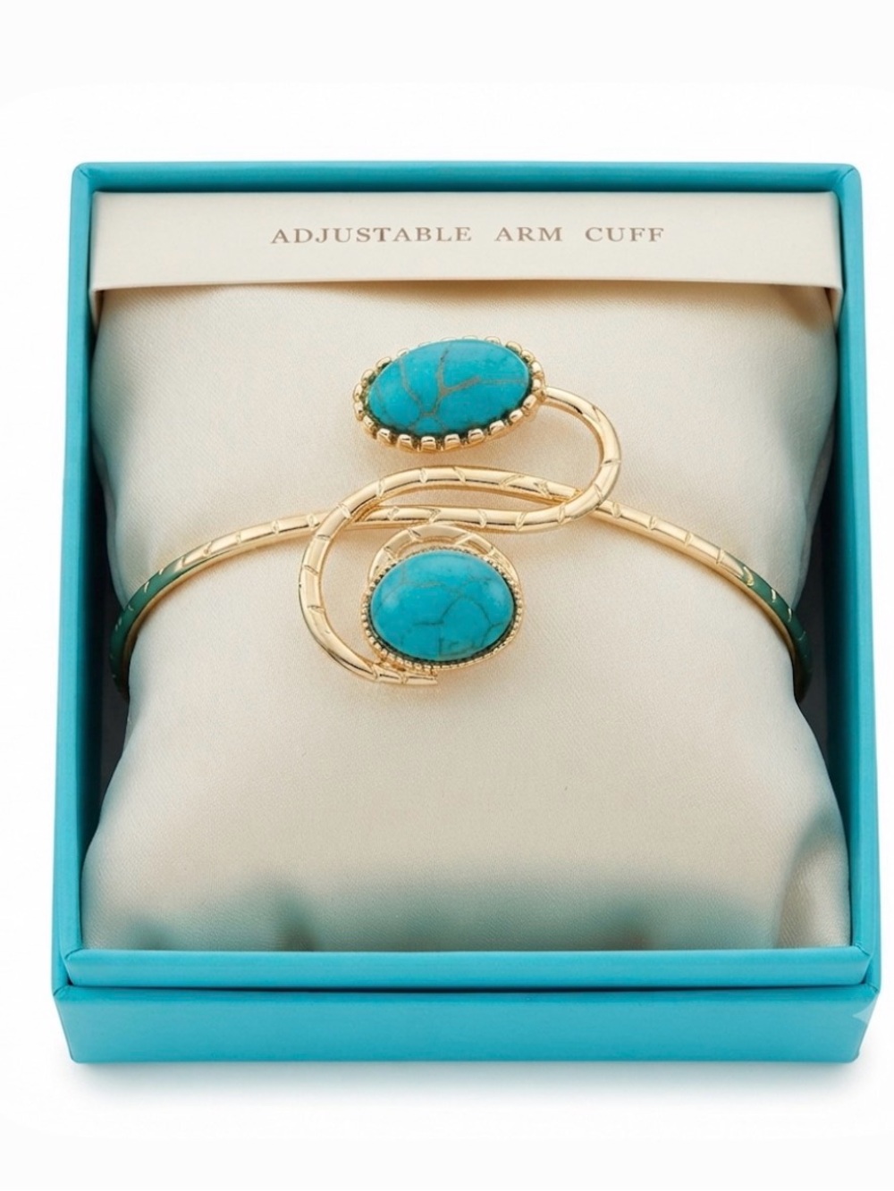 NWT ⚜️🩵⚜️ ATTERRI Reconstituted Turquoise Golden Tone Wire Arm Cuff